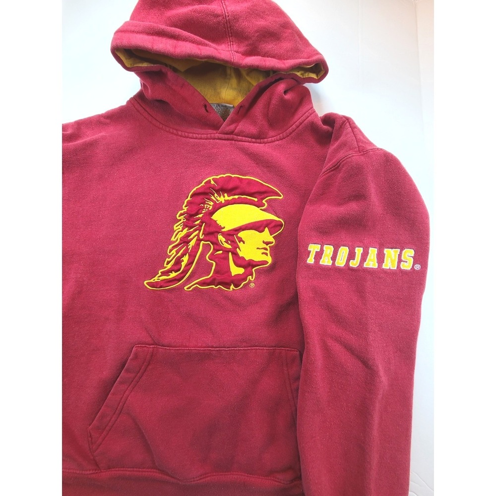 USC Trojans Mens L Hoodie Cardinal Gold NCAA Football College Spellout Pullover